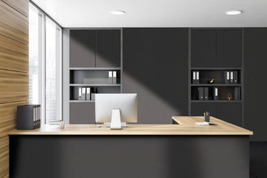 Anthracite Grey Painted houtlook interieurfolie toegepast in interieur