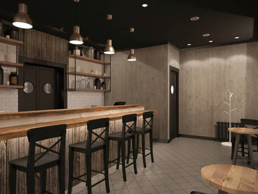 Grey Line Oak houtlook interieurfolie toegepast in interieur