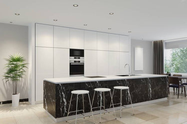 Nero Marquina marmer steenlook interieurfolie toegepast in interieur