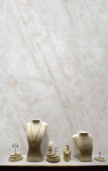 Onyx Gold marmer steenlook interieurfolie toegepast in interieur
