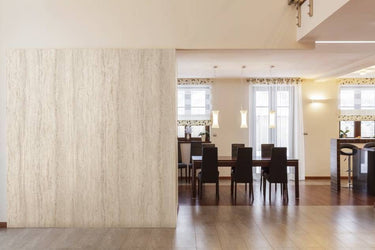Raw Travertine steenlook interieurfolie toegepast in interieur